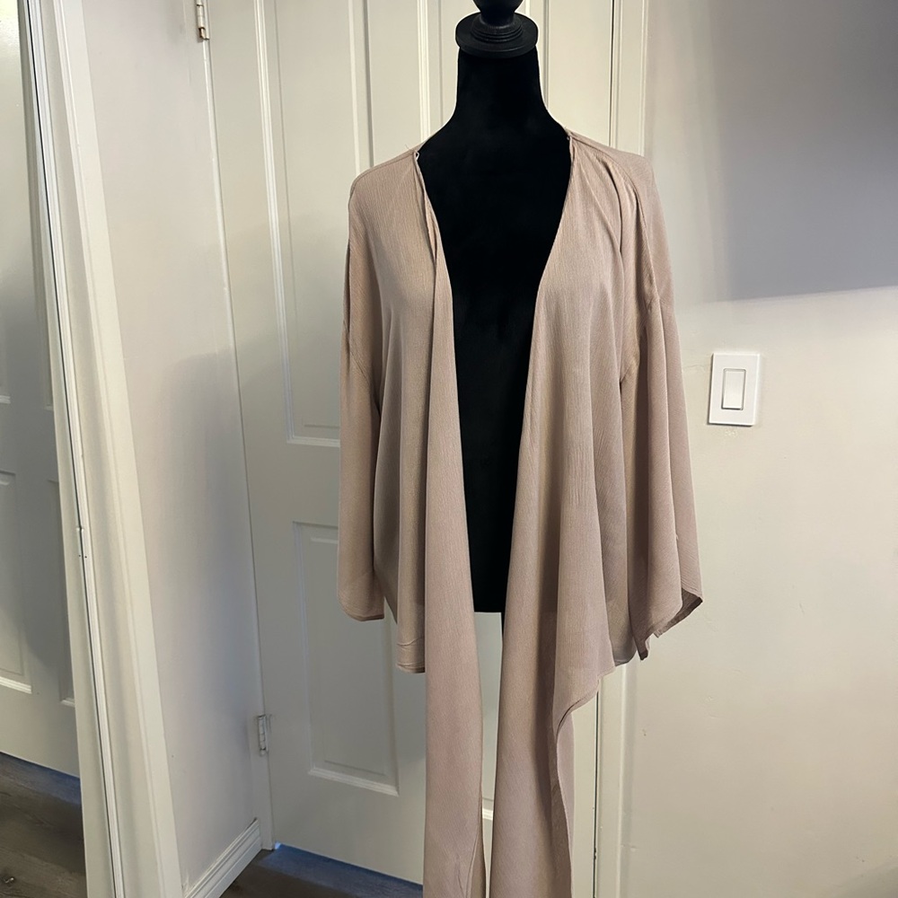 Elegant Tan Open-Front Cardigan